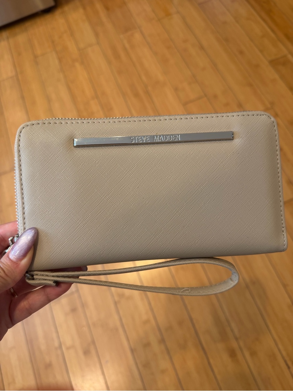 Steve Madden Taupe Zip-Around Wristlet Wallet
